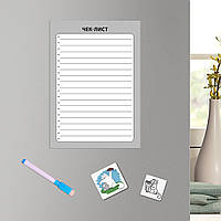 Магнитный планер "Чек-лист" Gray, 15*21 cm (многоразовый ежедневник на холодильник, блокнот, список дел)