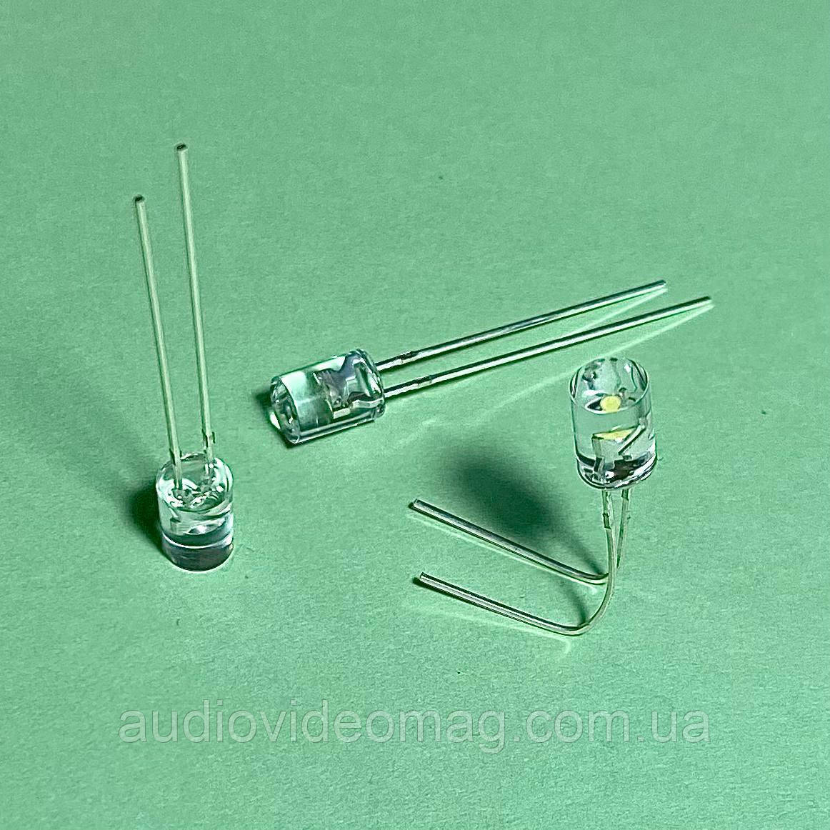 Світлодіод 3V 5 мм, прозорий, колір БІЛИЙ холодний, яскравий, фото 1