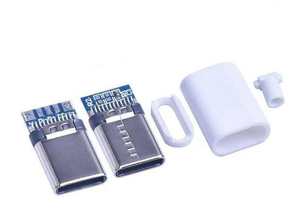 USB Type-C тато (male) конектор/штекер/вилка, білий, фото 1