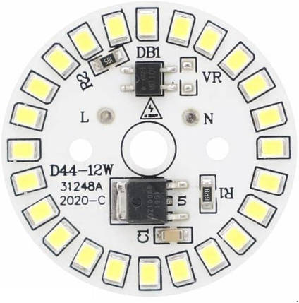 Світлодіодний LED-модуль 15Вт, 46 мм AC220В плата для ремонту ламп 15Вт, теплий білий, фото 1