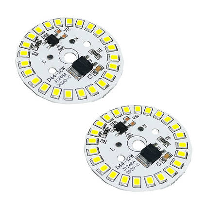 Світлодіодний LED-модуль 15Вт, 46 мм AC220В плата для ремонту ламп 15Вт, теплий білий, фото 3