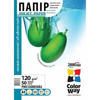 Бумага ColorWay самоклеящаяся, матовая, 120/80г/м2, A4, 50 л (PMS1208050A4) (код 212356)