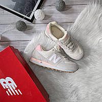 Женские кроссовки New Balance 574 серые с розовым