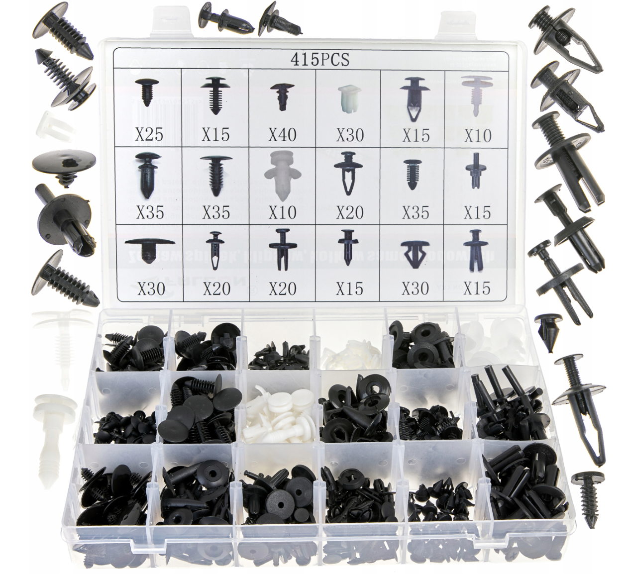 Набір автомобільних кріплень, пістонів, кліпс 415 од. FORD Falcon F01169