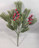 Куст рождественской зелени с шишками и ягодами"хвойный кизильник" 33см,искусственный новогодний декор
