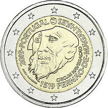 Монета номіналом 2 євро 2019 «500-річчя кругосвітнього плавання Магеллана» Португалія