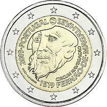 Монета номіналом 2 євро 2019 «500-річчя кругосвітнього плавання Магеллана» Португалія