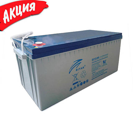 Акумулятор тяговий RITAR EV12-200 12V 200Ah AGM свинцево-кислотна батарея для електротранспорту, фото 3