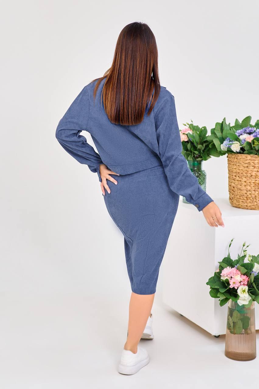 Костюм женский юбка и пиджак вельветовый размер S, M, L, XL | Костюм с юбкой - фото 3 - id-p1982329035