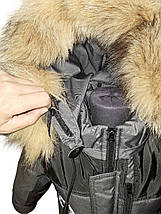 Зимова куртка темно сіра на хлопчика 5,6,7,8 років натуральне хутро, фото 3