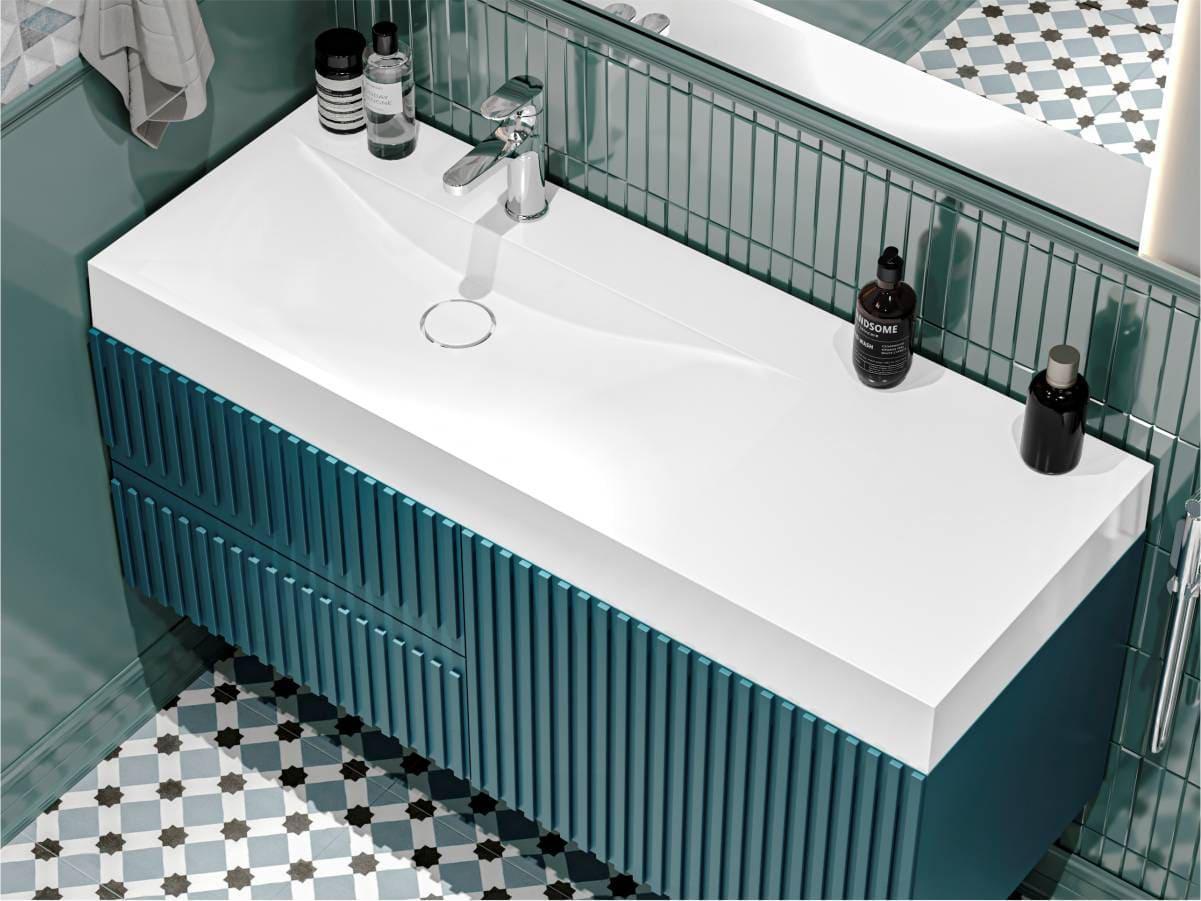 Умивальник зі штучного каменю з крилом 1200*460білий колір Miraggio