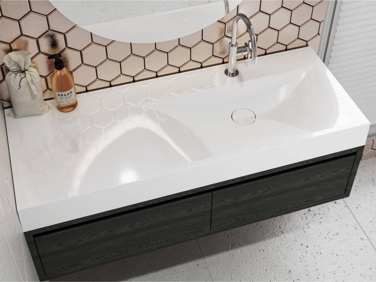Умивальник зі штучного каменю 1200*460 з крилом білий MIRAGGIO