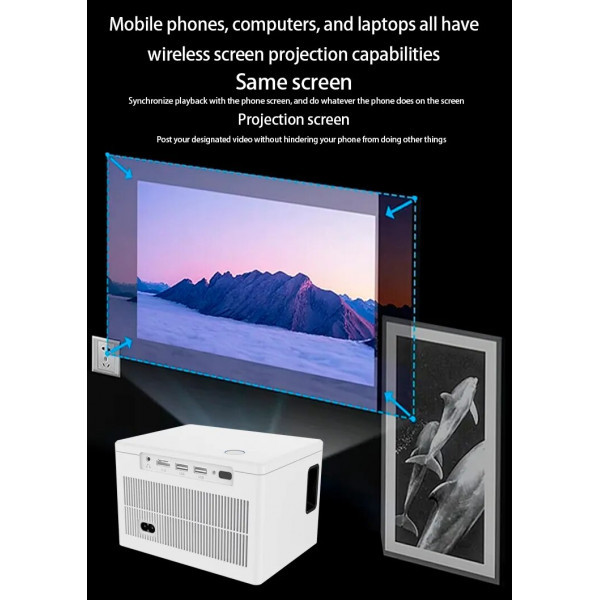 Розумний проектор 4K, 4 ядра, X6 Android 10, Wi-Fi, 2K відео, Full HD 1080P, міні-проектор для домашнього кінотеатру - фото 2 - id-p1994979667