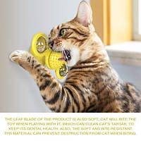 Вращайте игрушку для кошек ROTATE WINDMILL CAT TOY ветряной мельницы с кошачьей мятой и светодиодным шаром