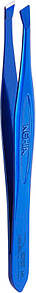 Пінцет для брів скошений синій T.01BL EXPORT, NGHIA