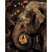 Картина по номерам "Слон несет малыша" [tsi180826-TCI]