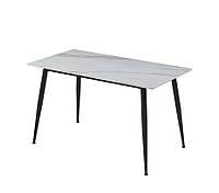 Стол обеденный TM-100 олимпо вайт + черный 130x70x75 (керамика/ металл)