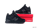 Жіночі зимові кросівки New Balance 574 замшеві повсякденні утеплені чорні, фото 4