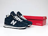 Жіночі зимові кросівки New Balance 574 замшеві стильні молодіжні темно-сині, фото 3