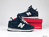 Жіночі зимові кросівки New Balance 574 замшеві стильні молодіжні темно-сині, фото 4