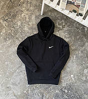 Толстовка чоловіча з капюшоном Nike зимова тепла чорна | Кофта флісова зима Худі чоловіче Найк