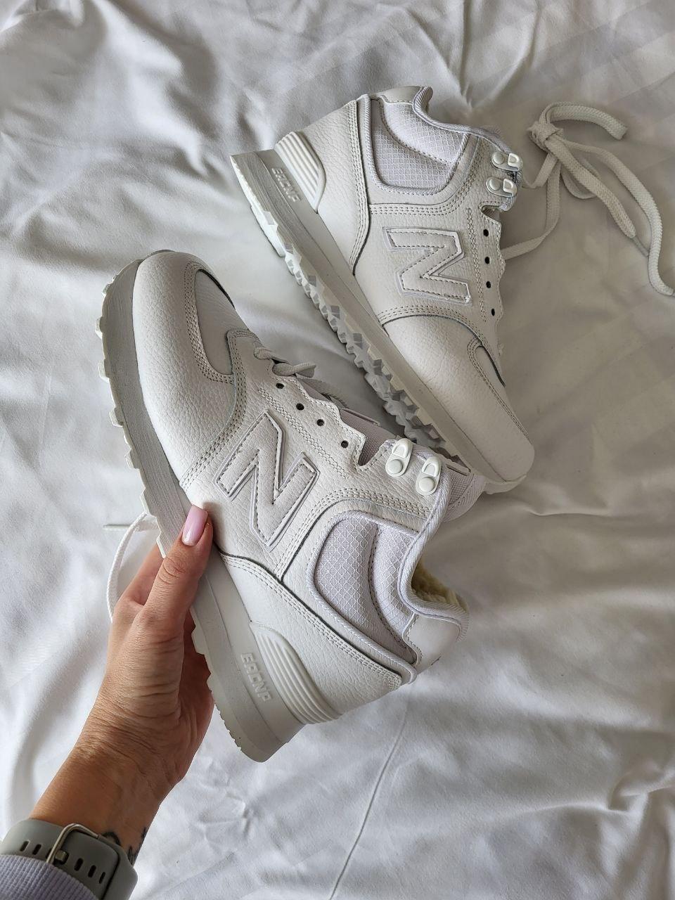 Кроссовки женские белые зимние New Balance 574 White Winter