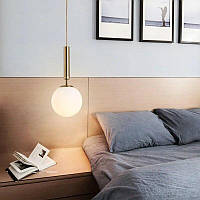 Люстра подвес на одну лампу Е27 с белым плафоном шар в минималистичном стиле Svet Valencia TY-5070