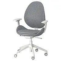 HATTEFJÄLL Офісне крісло з підлокітниками, Gunnared середньо-сірий/білий
