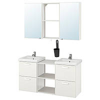 ENHET / TVÄLLEN Мебель для ванной комнаты, 22 шт., белый/смеситель Pilkån, 124x43x65 см