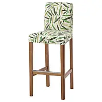 БЕРГМУНД Барный стул со спинкой, имитация. дуб/Фогельфорс разноцветный, 75 см