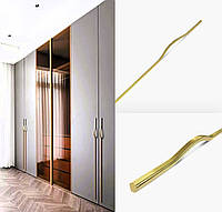 Большая золотая мебельная ручка для шкафа 1060/1200мм Long Twist