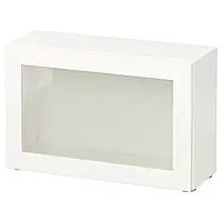 БЕСТО Шкаф-витрина, белый/Синдвик белый прозрачное стекло, 60x22x38 см