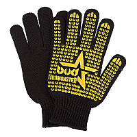 Перчатки BudMonster трикотажные с рисунком ПВХ Звезда черные 7 класс р10 без этикетки