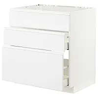 МЕТОД / МАКСИМЕРА Шкаф напольный/вытяжка под раковину. с ящиком, белый/Воксторп матовый белый, 80x60 см