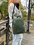 Жіночий шкіряний рюкзак GS зелений, фото 3