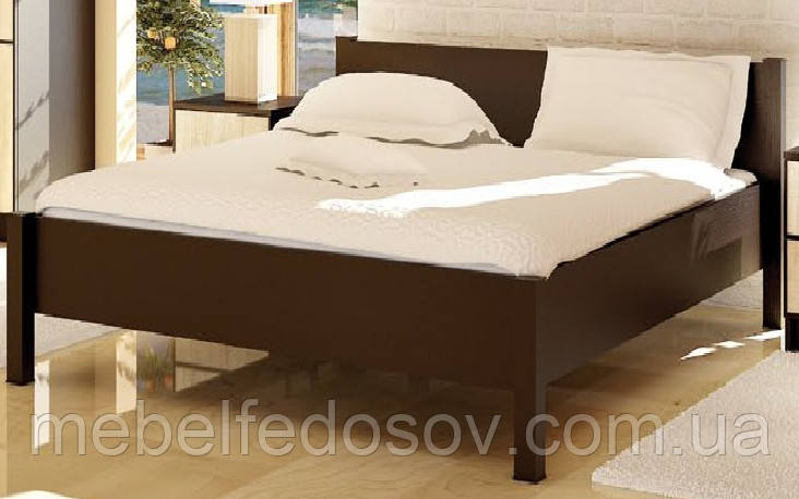 Ліжко двоспальне 160 Фантазія (Мебель-Сервіс) 2122х1724х654мм венге + дуб самоа, фото 1