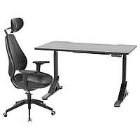 УППСПЕЛ / ГРУППСПЕЛЬ Игровой стол и стул, черный/Гранн черный, 140x80 см