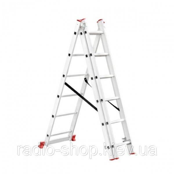 Драбина з алюмінію, 3-секційна універсальна розкладна, 3*6 захід., 3,4 м INTERTOOL LT-0306, фото 1