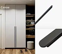 Довгі меблеві ручки для шаф та комодів Long Canoe 1152/1200мм чорні брашовані накладні