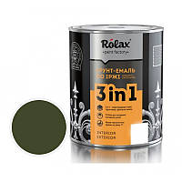 Грунт-эмаль по ржавчине 3 в 1 оливка хаки Rolax 0.75 кг