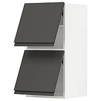 МЕТОД Горизонтальный шкаф с 2 дверцами, сенсорное открывание, белый/Воксторп темно-серый, 40x80 см