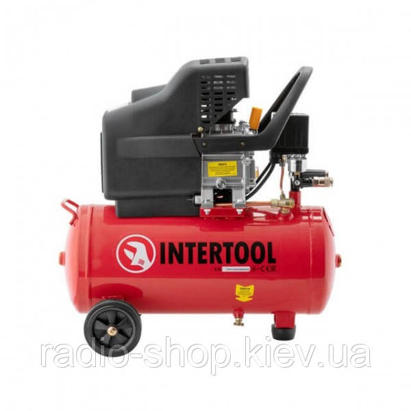 Компресор 24 л, 1.5 кВт, 220 В, 8 атм, 206 л/хв. INTERTOOL PT-0009, фото 1