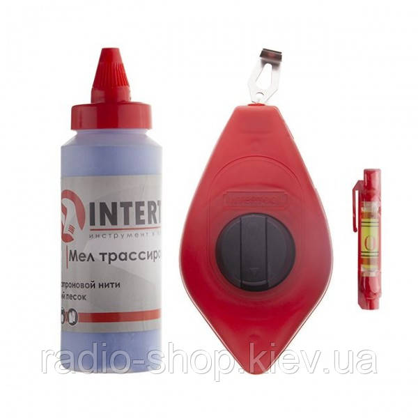 Комплект: шнур розмітковий, коректор 115 г, шнуровий рівень, 3 в 1 INTERTOOL MT-2505, фото 1