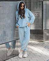 Жіночий спортивний костюм Staff velure blue oversize fleece