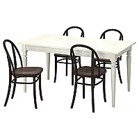 ИНГАТОРП / СКОГСБО Стол и 4 стула, белый белый/темно-коричневый, 155/215 см