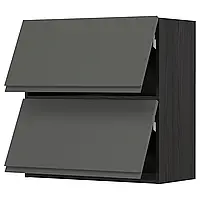 МЕТОД Горизонтальный шкаф с 2 дверцами, сенсорное открывание, черный/Воксторп темно-серый, 80х80 см