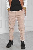 Спортивные штаны мужские флисовые бежевого цвета 165918P