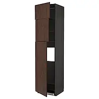 МЕТОД Холодильник с 3 дверцами, черный/Синарп коричневый, 60x60x240 см
