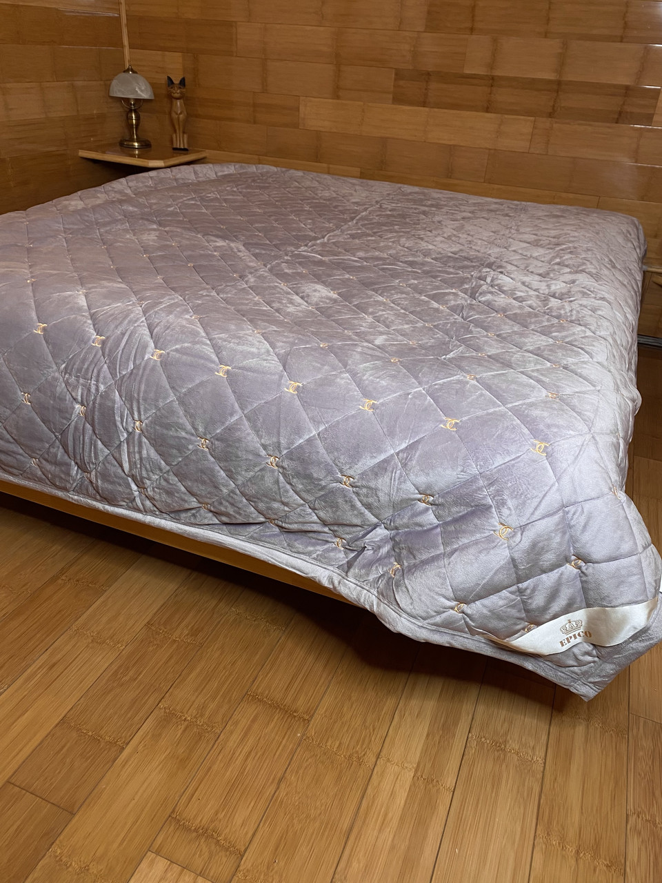 Велюрове стьобане лавандове покривало з прошарком синтепону 220х240, фото 1