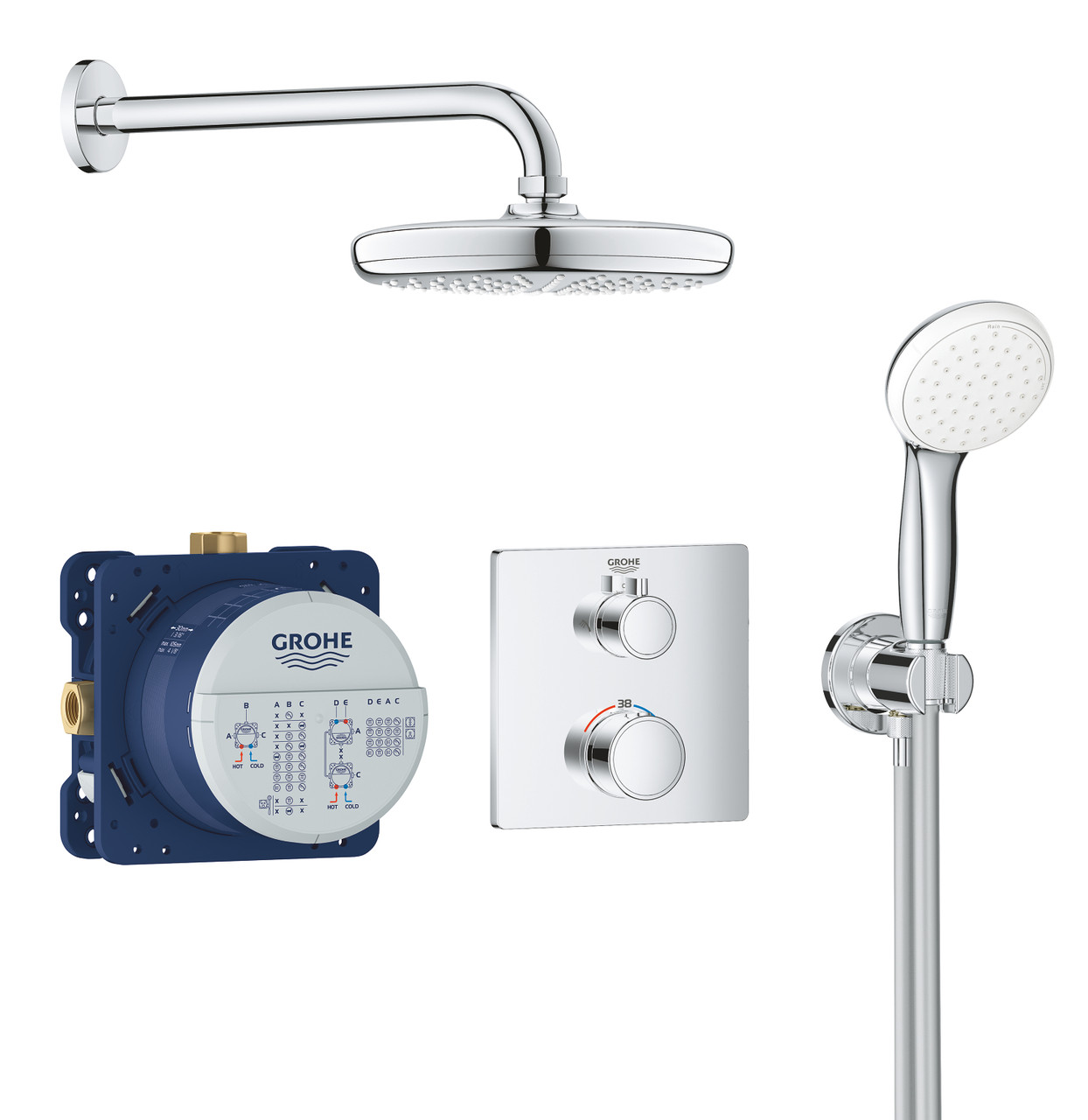 Душова система прихованого монтажу Grohe Grohtherm Convent з термостатом, хром (34729000)